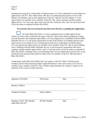 Form 9 Certification of Practice Pro Bono Publico - Washington, D.C., Page 2