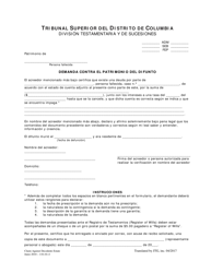 Document preview: Demanda Contra El Patrimonio Del Difunto - Washington, D.C. (Spanish)