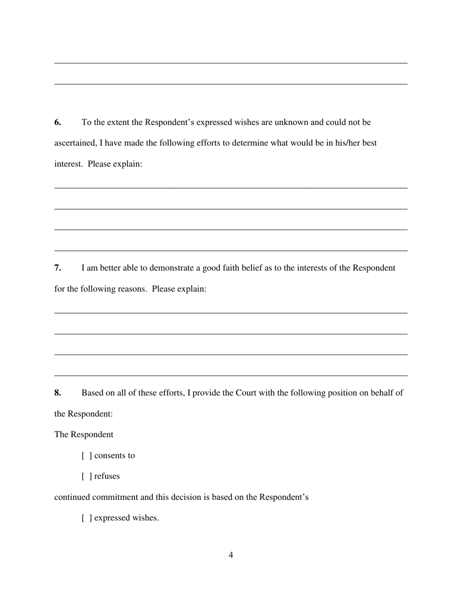 Challenge to the Substitute Decision Makers Report Regarding Continued Voluntary Commitment - Washington, D.C., Page 4