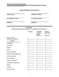 Family Mediation Financial Form - Income - Washington, D.C.