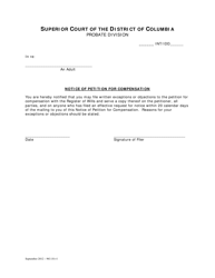 Notice of Petition for Compensation - Washington, D.C.