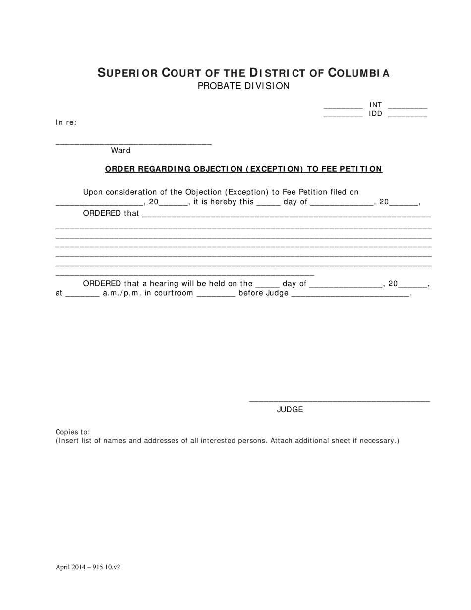 Objection (Exception) to Fee Petition and Order - Washington, D.C., Page 4