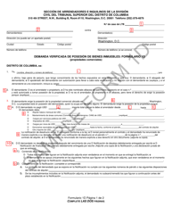 Instrucciones para Formulario 1D Demanda Verificada De Posesion De Bienes Inmuebles - Washington, D.C. (Spanish), Page 4