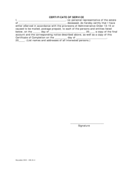 Certificate of Completion (For Estates of Decedents Dying on or After July 1, 1995) - Washington, D.C., Page 3
