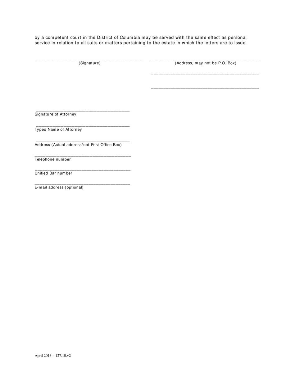 Washington, D.C. Petition for Appointment of Special Administrator to ...