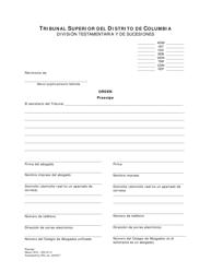 Document preview: Praecipe - Washington, D.C. (Spanish)