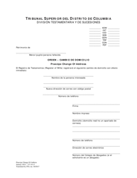 Document preview: Orden - Cambio De Domicilio - Washington, D.C. (Spanish)