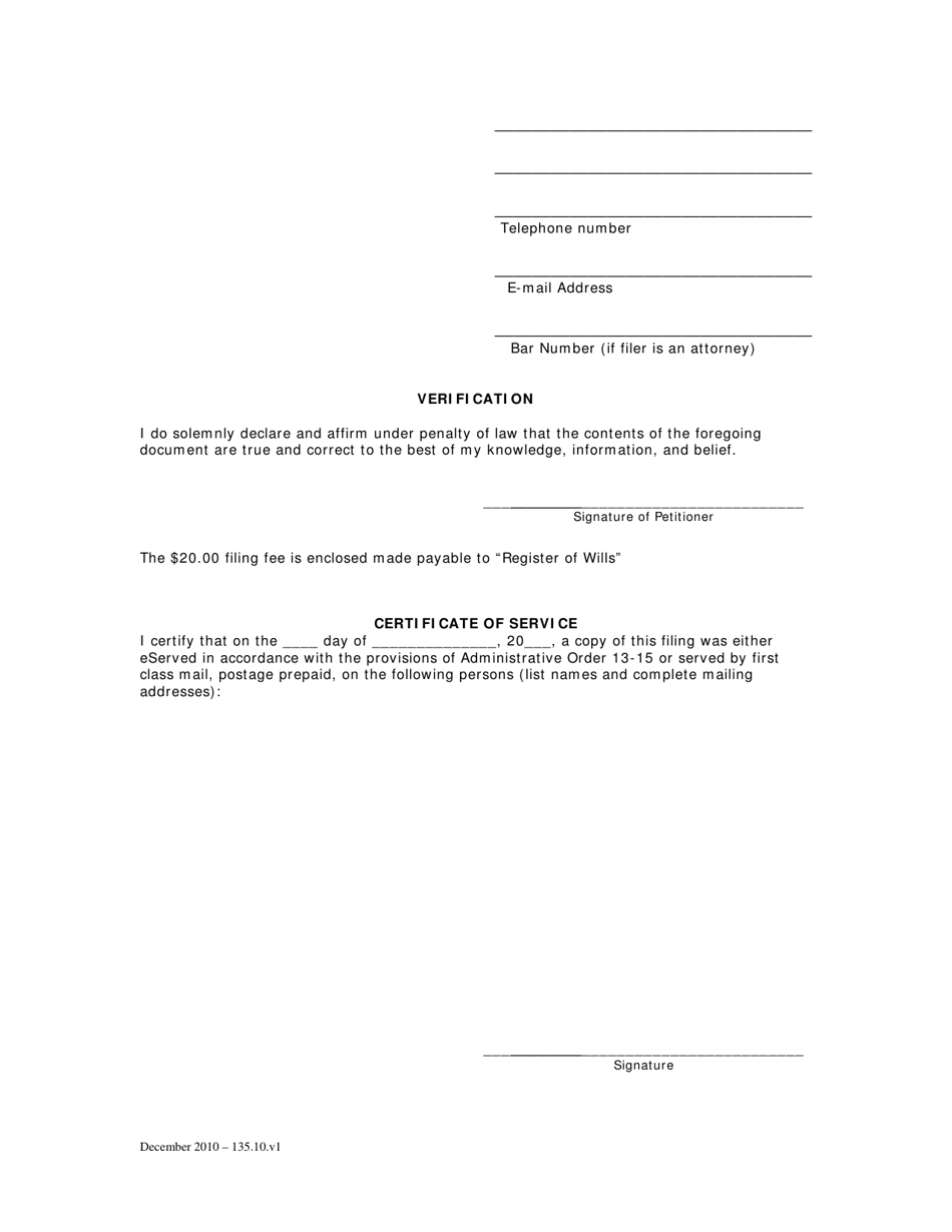 Petition to Request Supervised Administration Pursuant to D.c. Code, SEC. 20-403 and Order - Washington, D.C., Page 2