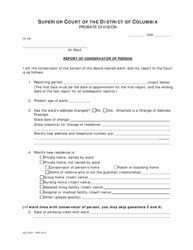 Report of Conservator of Person - Washington, D.C.