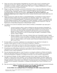 Instrucciones para Formulario 1B Demanda Verificada De Posesion De Bienes Inmuebles - Washington, D.C. (Spanish), Page 3