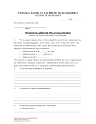 Document preview: Peticion De Autoridad Para Utilizar Fondos - Washington, D.C. (Spanish)