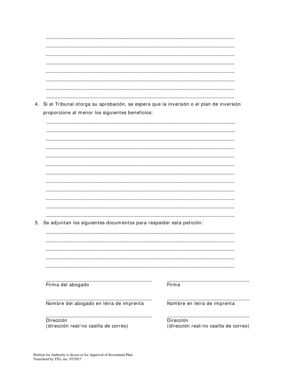 Peticion De Autoridad Para Invertir O De Aprobacion De Un Plan O Programa De Inversion - Washington, D.C. (Spanish), Page 2