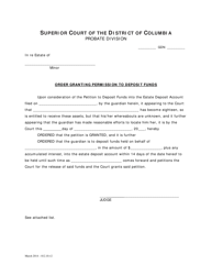 Petition to Deposit Funds Into the Estate Deposit Account and Order (Gdn) - Washington, D.C., Page 3