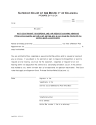Document preview: Notice of Right to Respond and/or Request an Oral Hearing - Washington, D.C.