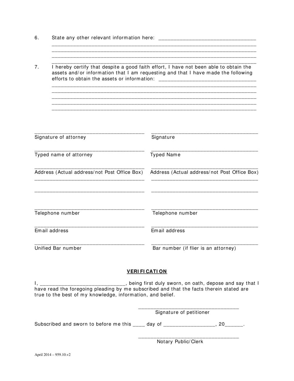 Washington, D.C. Petition for Rule to Show Cause and Order - Fill Out ...