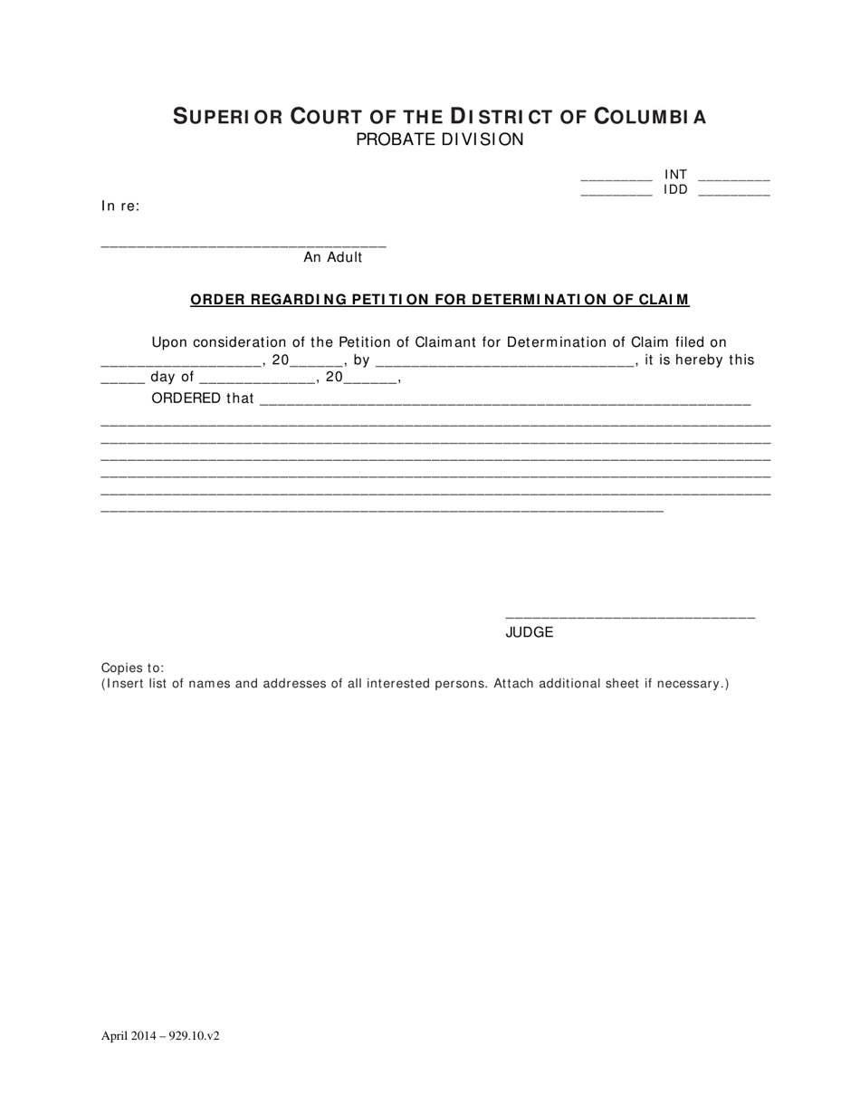 Petition of Claimant for Determination of Claim and Order - Washington, D.C., Page 3