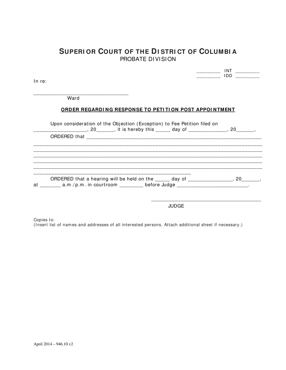Response to Petition Post Appointment and Order - Washington, D.C., Page 3