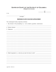 Document preview: Response to Petition Post Appointment and Order - Washington, D.C.