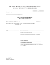 Document preview: Solicitud De Audiencia Oral - Washington, D.C. (Spanish)