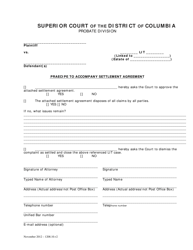 Document preview: Praecipe to Accompany Settlement Agreement - Washington, D.C.