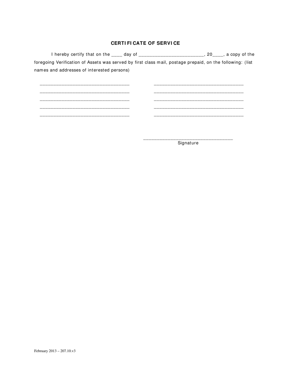 Verification of Assets - Washington, D.C., Page 2