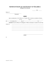 Petition to Transfer Will to Another Jurisdiction and Order - Washington, D.C., Page 3