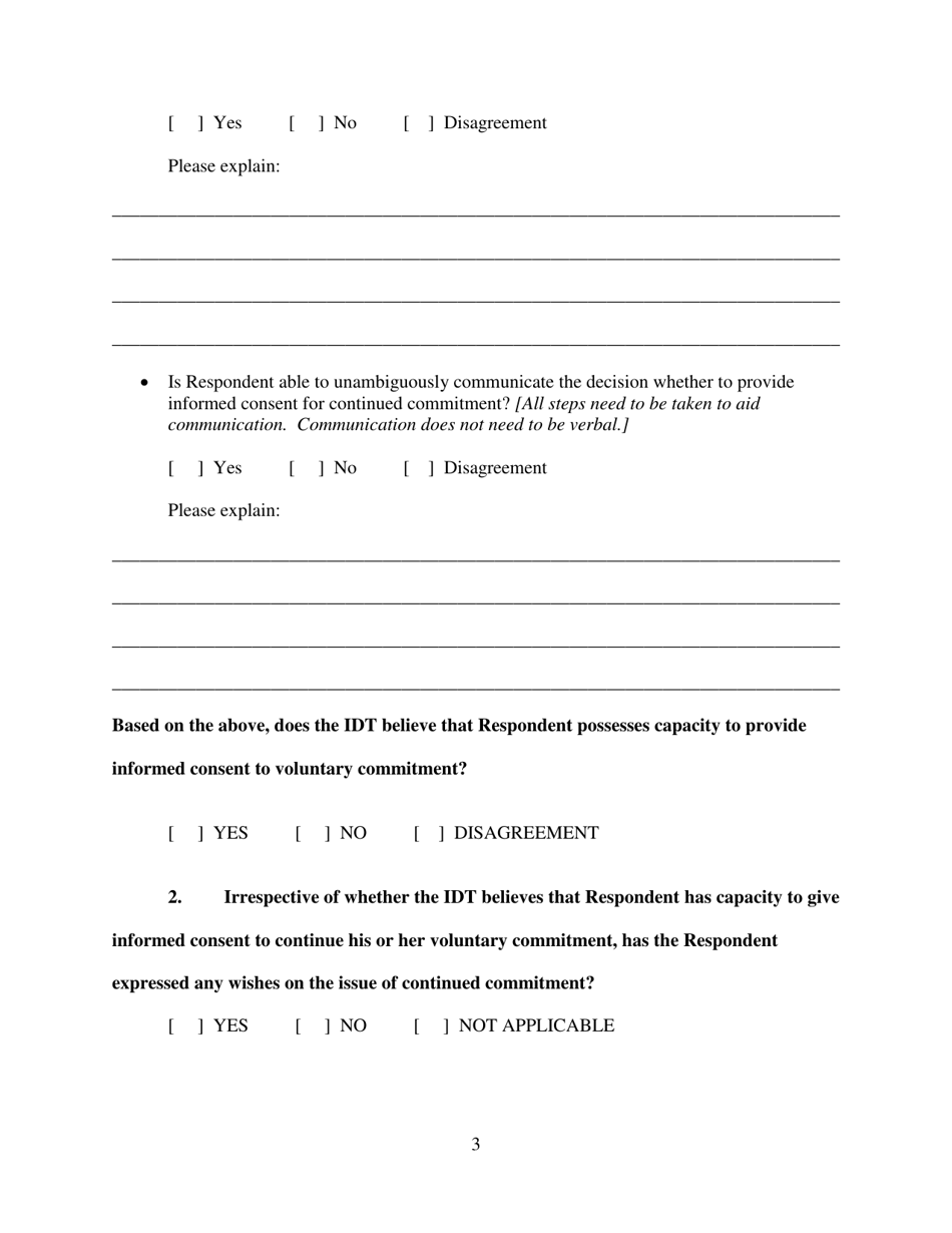Respondents Report to the Court on Informed Consent for Voluntary Commitment - Washington, D.C., Page 3
