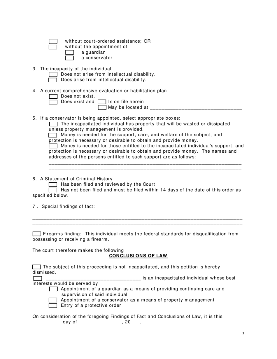 Findings of Fact, Conclusions of Law and Order - Washington, D.C., Page 3