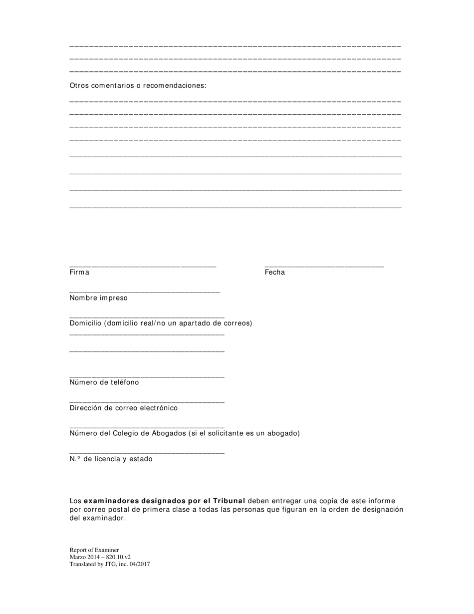 Informe Del Examinador - Washington, D.C. (Spanish), Page 4