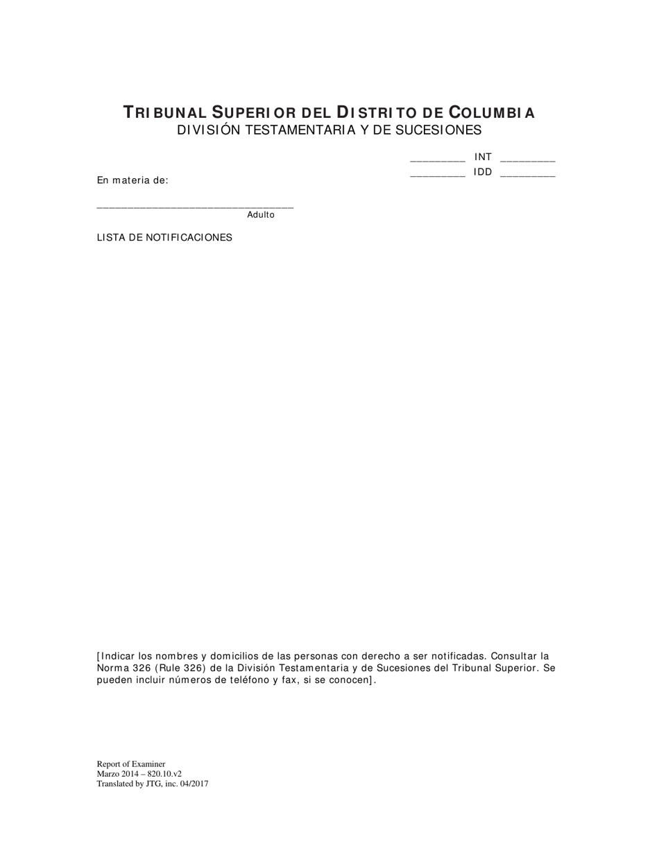Informe Del Examinador - Washington, D.C. (Spanish), Page 6