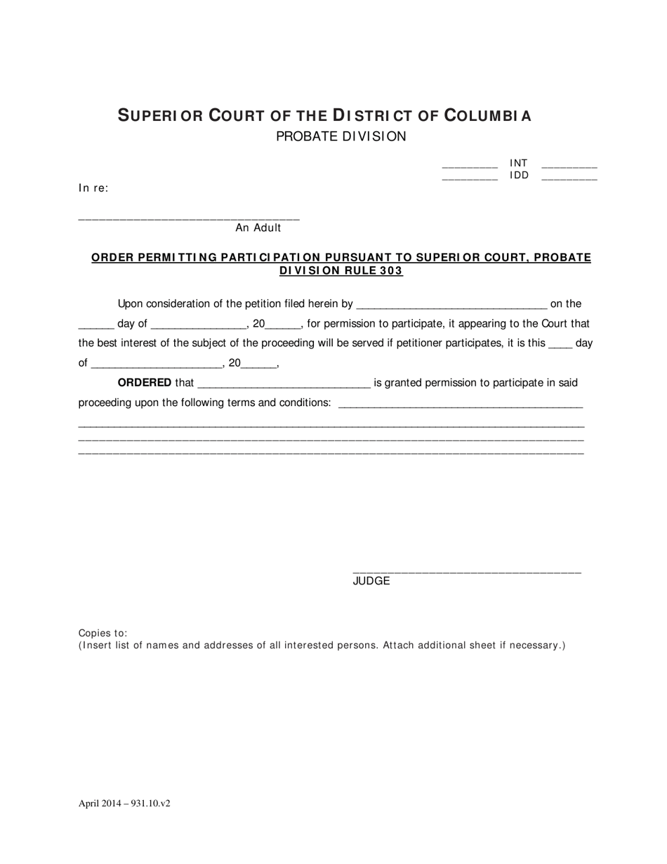 Petition for Permission to Participate - Initial Hearing (Int) - Washington, D.C., Page 3