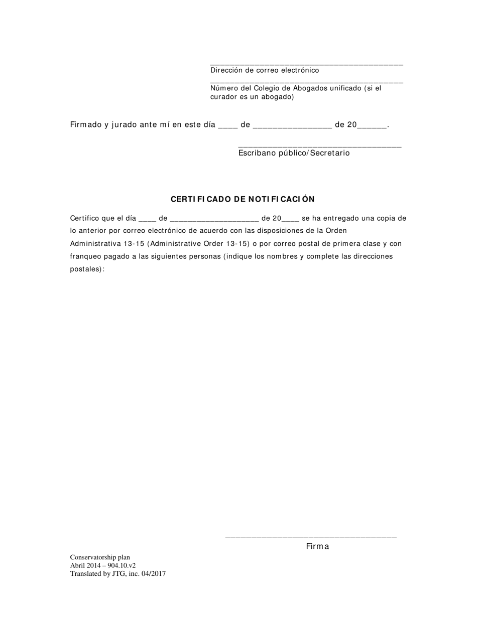 Plan De Curatela - Washington, D.C. (Spanish), Page 3