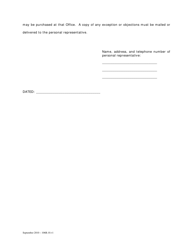 Notice to Interested Persons of Filing an Account (For Estates of Decedents Dying on and After January 1, 1981 Through June 30, 1995) - Washington, D.C., Page 2
