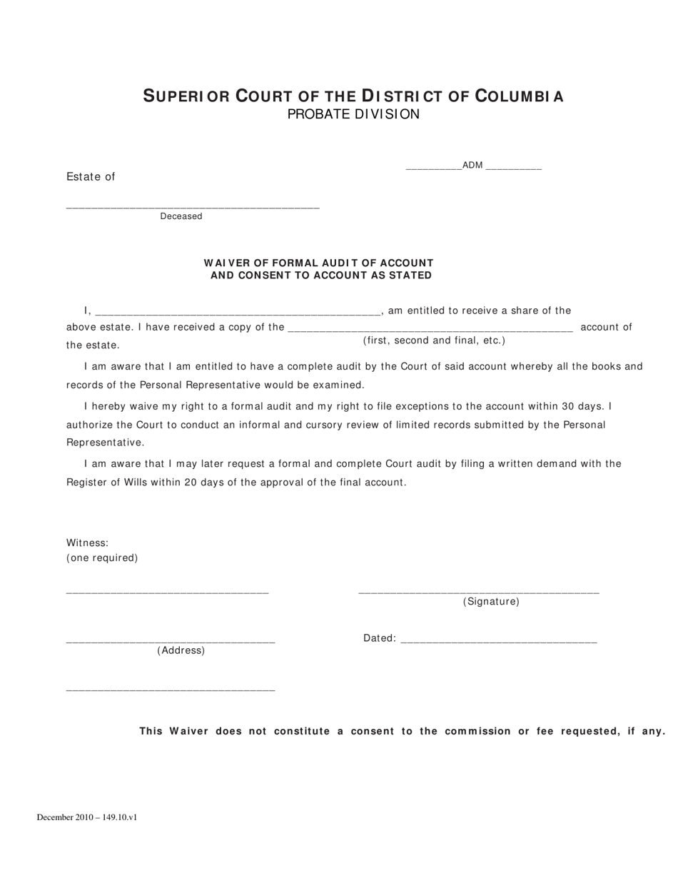 washington-d-c-waiver-of-formal-audit-of-account-and-consent-to