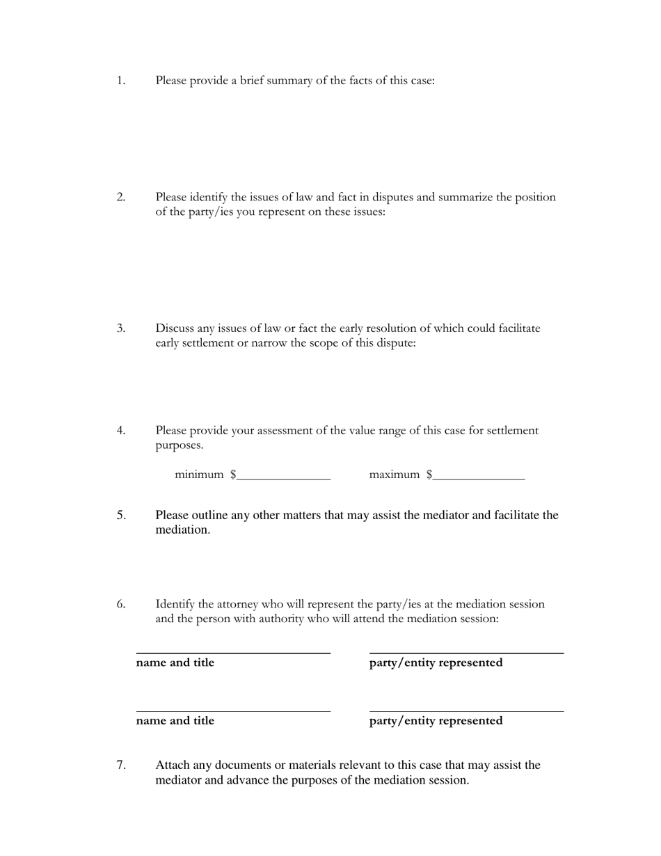Medical Malpractice Confidential Mediation Statement - Washington, D.C., Page 3