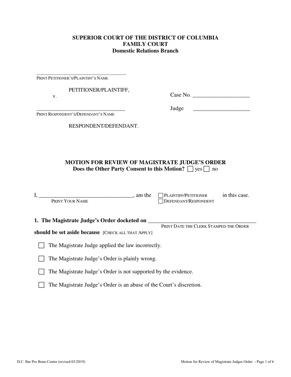 Motion for Review of Magistrate Judge's Order - Washington, D.C., Page 1