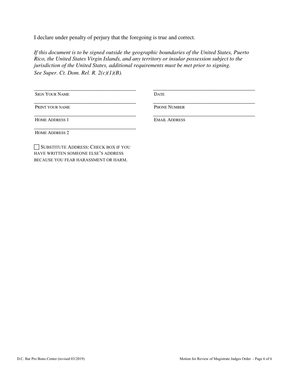 Motion for Review of Magistrate Judges Order - Washington, D.C., Page 6
