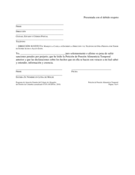Peticion De Pension Alimenticia Temporal - Washington, D.C. (Spanish), Page 3