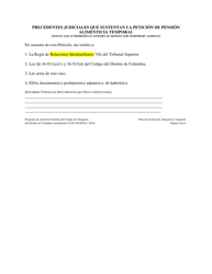 Peticion De Pension Alimenticia Temporal - Washington, D.C. (Spanish), Page 4