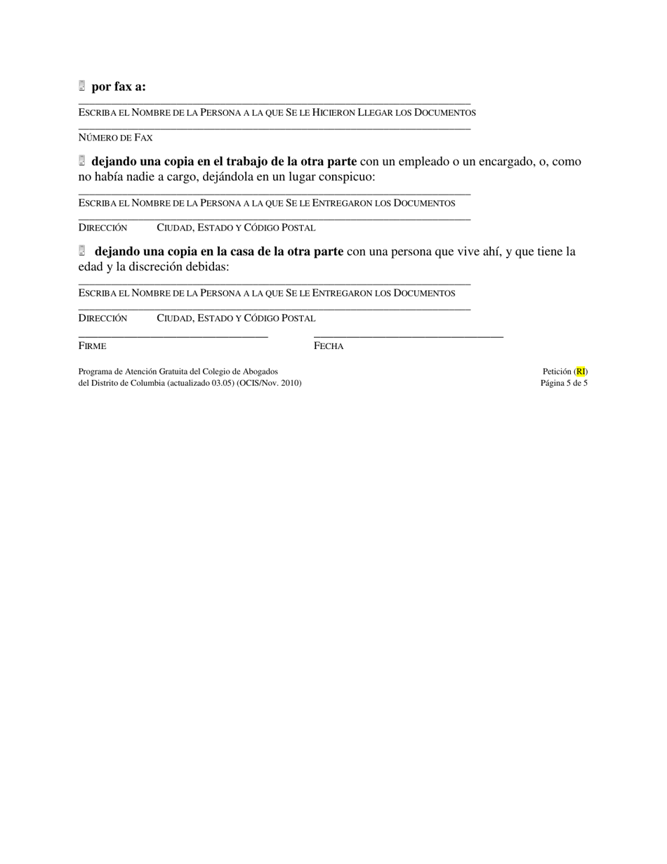 Peticion - Washington, D.C. (Spanish), Page 5