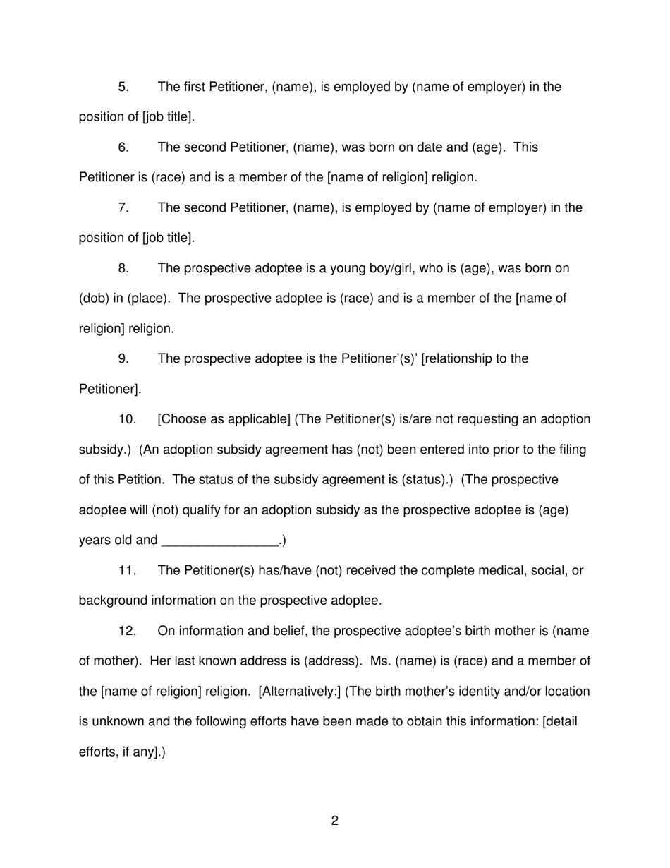 Petition for Adoption - Washington, D.C., Page 2