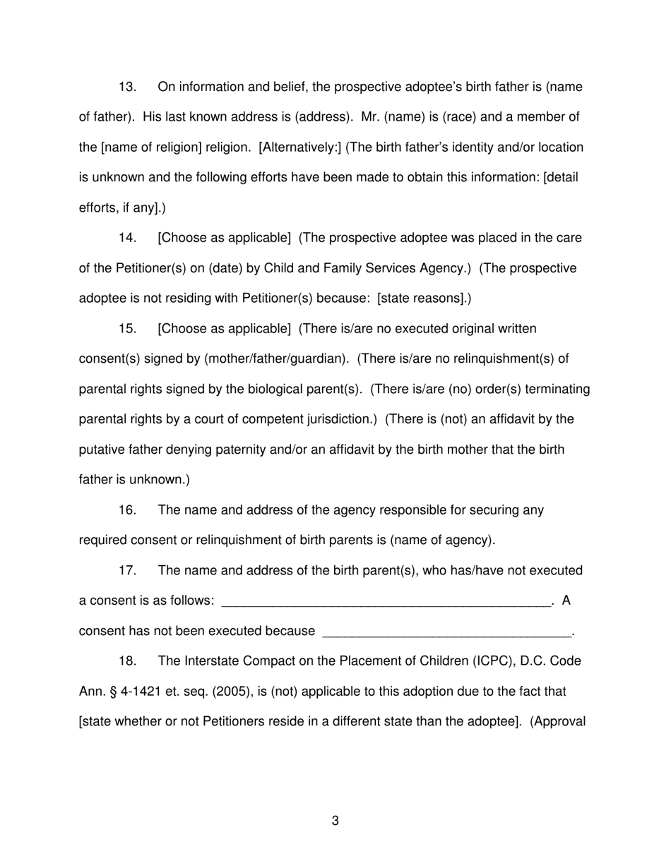 Petition for Adoption - Washington, D.C., Page 3