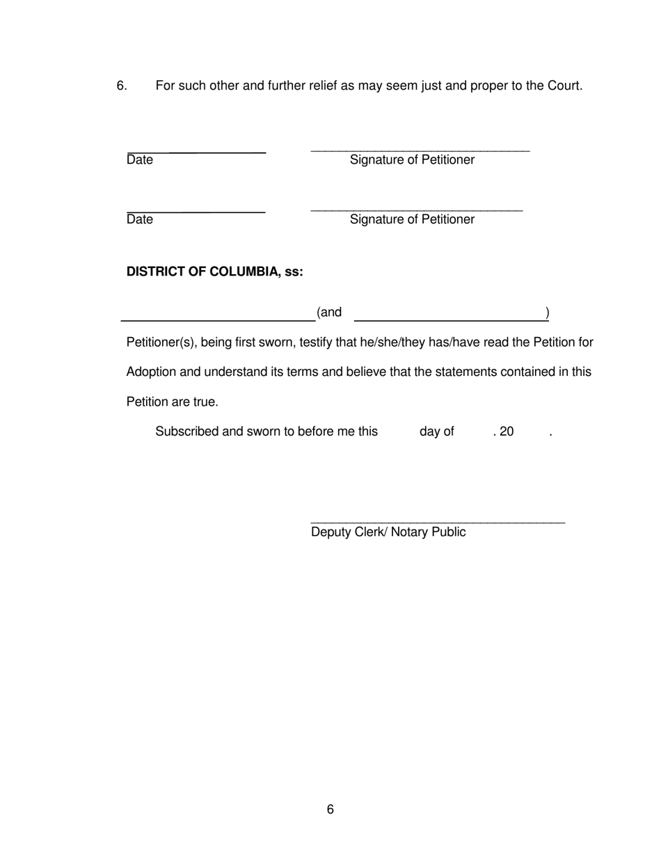 Petition for Adoption - Washington, D.C., Page 6