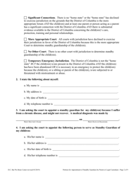 Petition for Appointment of Standby Guardian (By Parent or Legal Custodian) - Washington, D.C., Page 2