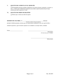 Peticion De Una Orden De Proteccion Por Riesgo Extremo - Washington, D.C. (Spanish), Page 4