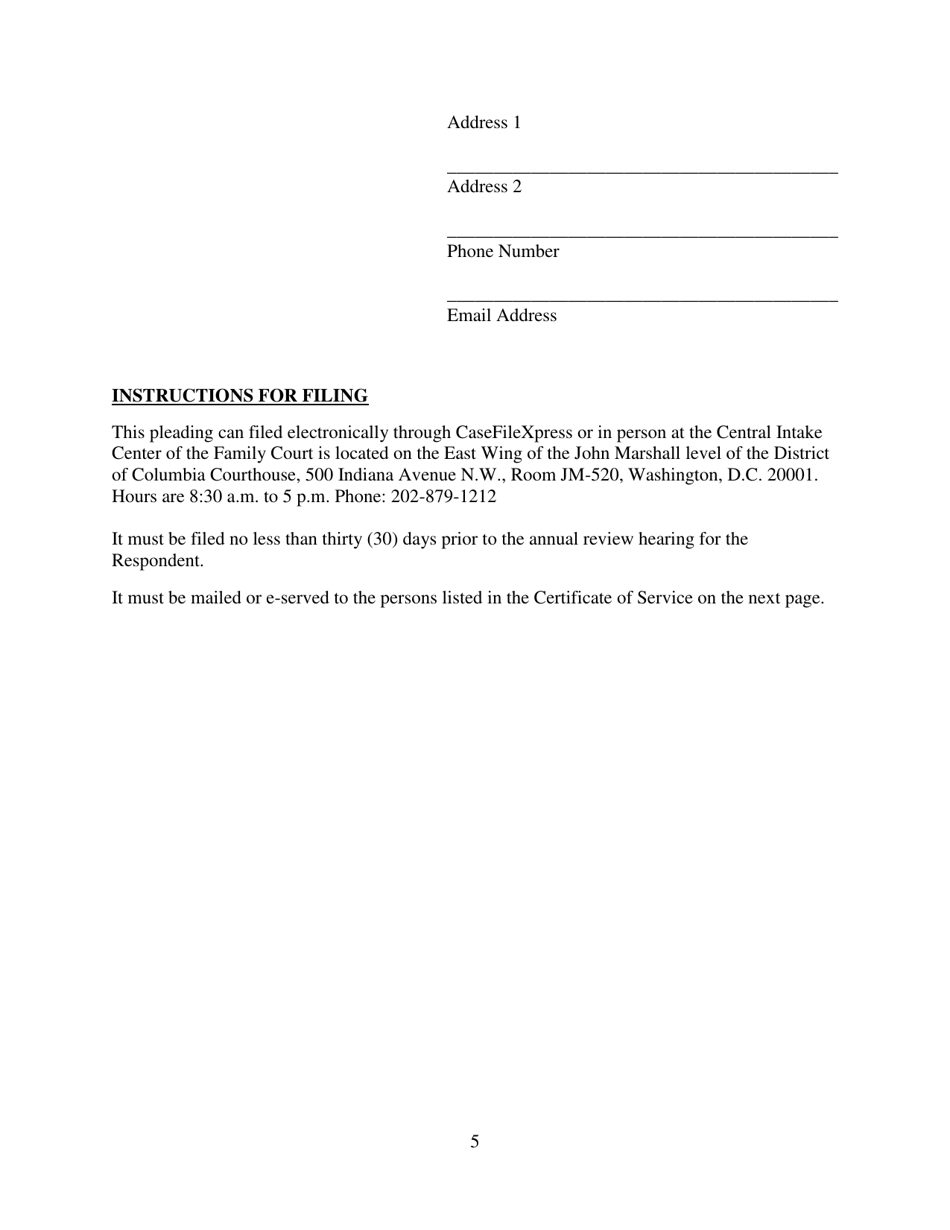 Substitute Decision Makers Report Regarding Continued Voluntary Commitment - Washington, D.C., Page 5