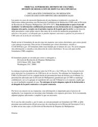 Document preview: Declaracion Confidencial De Mediacion Para La Ejecucion Hipotecaria Residencial - Washington, D.C. (Spanish)