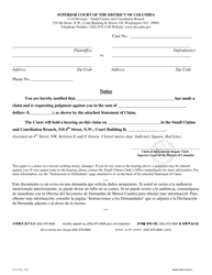 Form CV-471 (Small Claims Form 11) Statement of Claim and Notice - Small Claims - Washington, D.C., Page 3