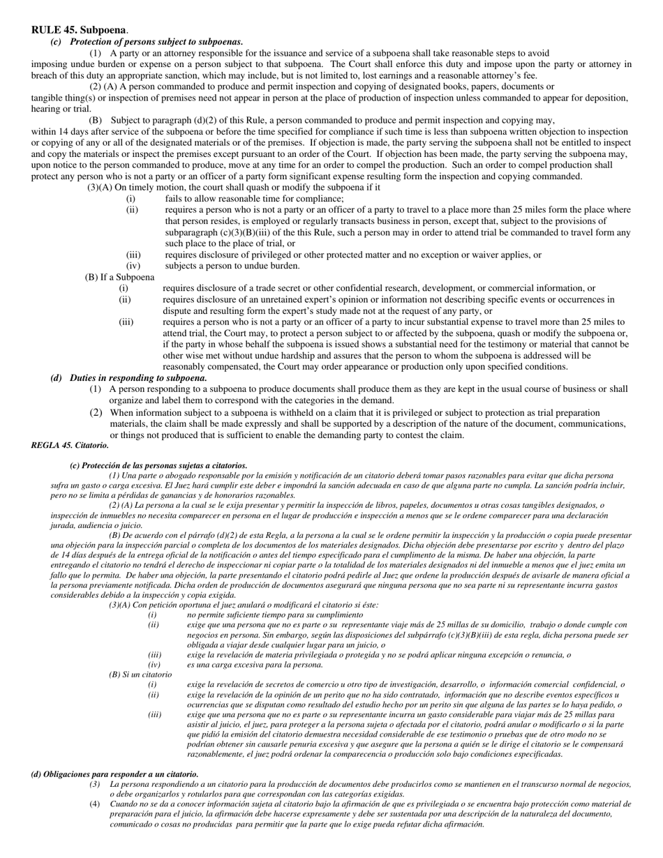Subpoena - Family Court - Washington, D.C. (English / Spanish), Page 3