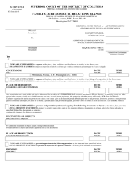 Document preview: Subpoena - Family Court - Washington, D.C. (English/Spanish)